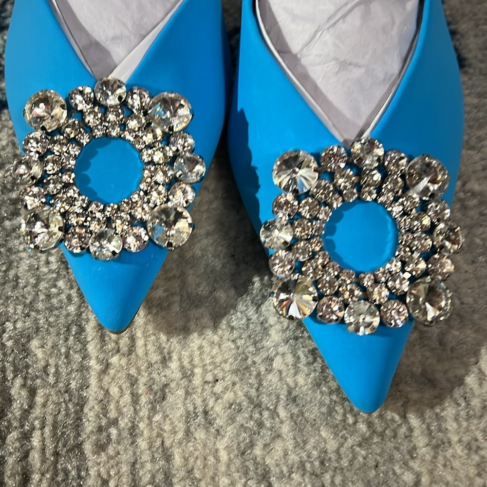 Zara women’s blue rhinestone slingback heels - Picture 5 of 11